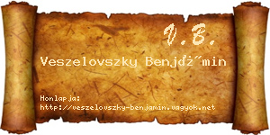 Veszelovszky Benjámin névjegykártya